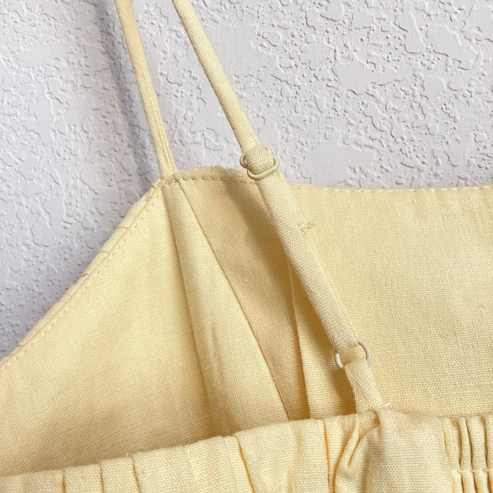 Anthropologie Sleeveless Linen Mini Dress Maeve Ophelia New 14 Butter Yellow - Picture 11 of 15
